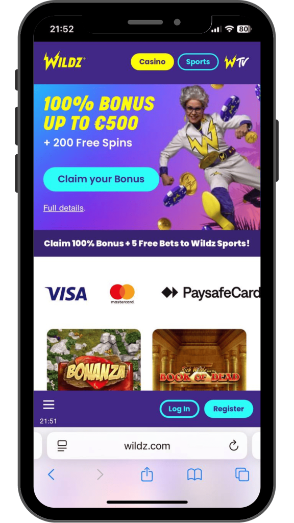 Wildz Legal Casino with games and slots